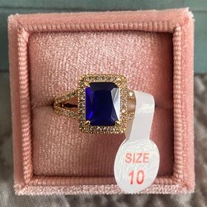 NWT Gold plated tanzanite ring SIZE 10